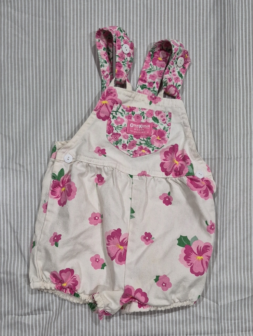Vintage OSH KOSH Hibiscus Flower Bubble Overalls 4T
